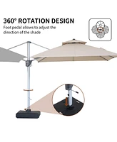 Mondawe 10ft 2-Tier Square Cantilever Outdoor Patio Umbrella with Included Cover