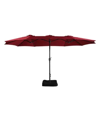 Mondawe 15 ft Double Sided Twin Outdoor Patio Market Umbrella for Balcony