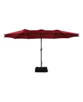 Mondawe 15 ft Double Sided Twin Outdoor Patio Market Umbrella for Balcony