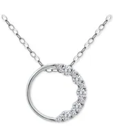 Giani Bernini Cubic Zirconia Circle Pendant Necklace Sterling Silver, 16" + 2" extender, Created for Macy's