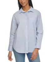 Calvin Klein Jeans Women's Cotton Striped Boyfriend-Fit Shirt