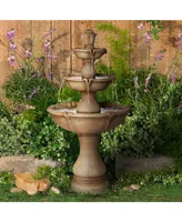 Arosco Modern Rustic Outdoor Floor Water Fountain with Light Led 43" High 3