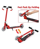 Sugift Folding Aluminum Kids Kick Scooter with Led Lights - Red