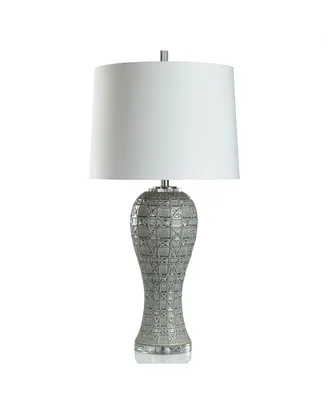 35.5" Whisper Geometric Overlay Design Glaze Table Lamp