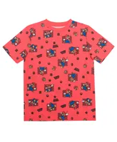 Hybrid Big Boys Super Mario All Over Print Short Sleeves Graphic T-shirt