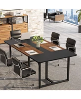 Tribe signs Rectangle Conference Table, Business Style Large Office Conference with Strong Metal Legs