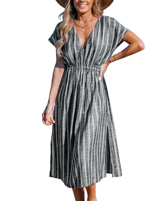 Cupshe Women's Striped Midi Cover-Up Dress