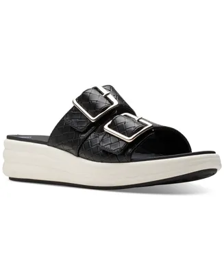 Clarks Women's Drift Buckle Slip-On Slide Wedge Sandals