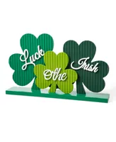 Glitzhome 16" L St. Patrick's Wooden Shamrocks Table Decor