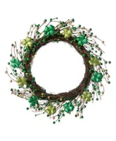 Glitzhome 20" D St. Patrick's Shamrock Berry Wreath