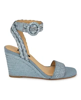 Nine West Women's Nerisa Square Toe Woven Wedge Sandals