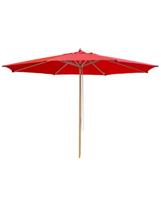 13' Patio Umbrella Furniture Beech Wood Pole Garden Market Outdoor Red