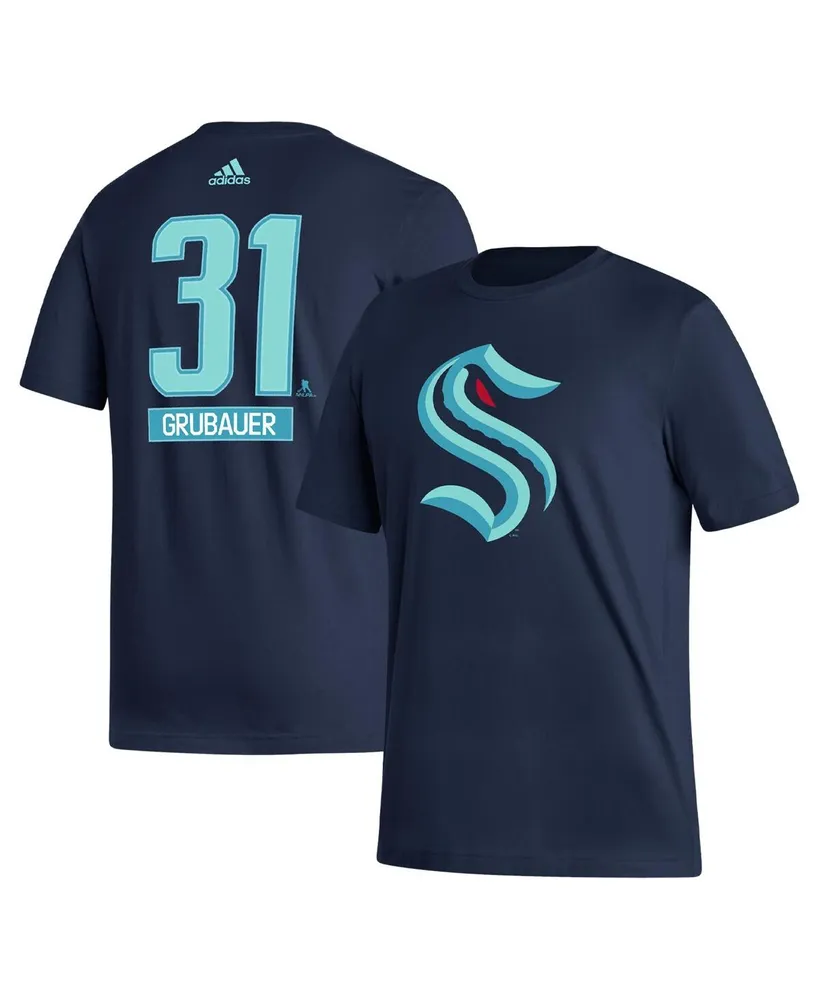 Men's adidas Philipp Grubauer Navy Seattle Kraken Fresh Name and Number T-shirt