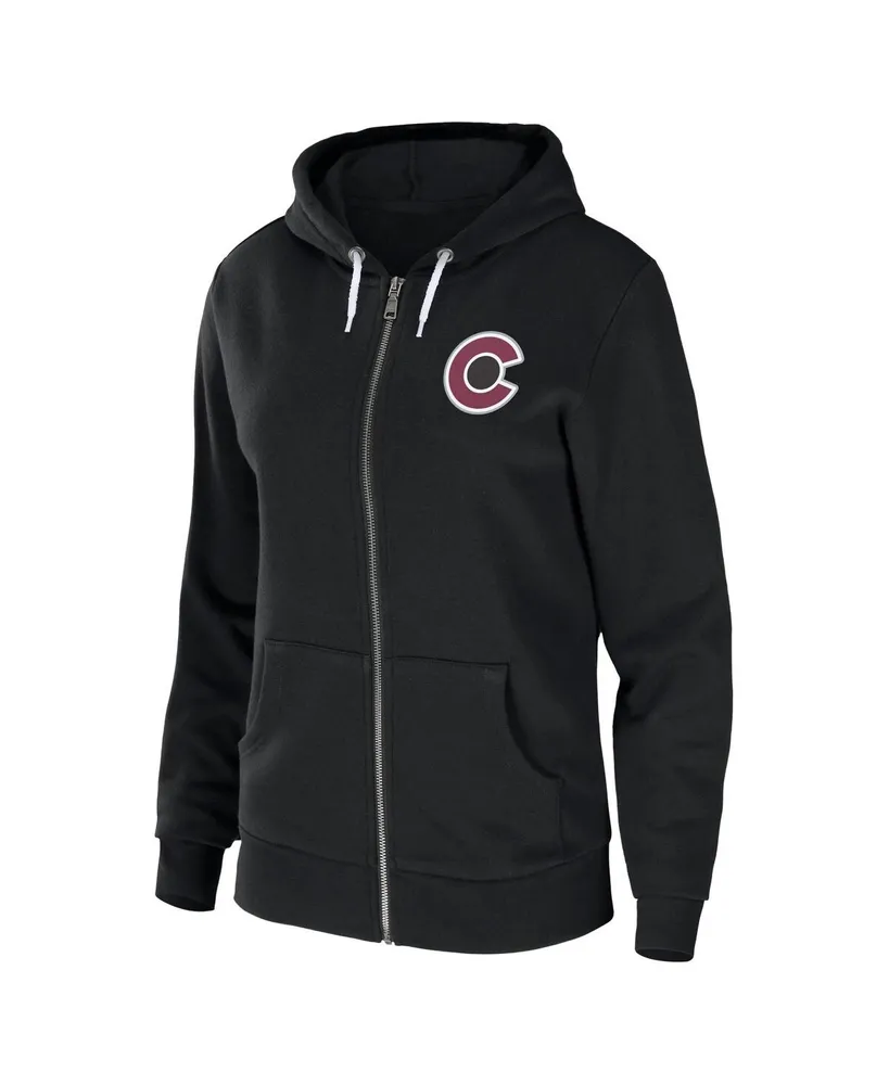 Women's Wear by Erin Andrews Black Colorado Avalanche Sponge Fleece Full-Zip Hoodie