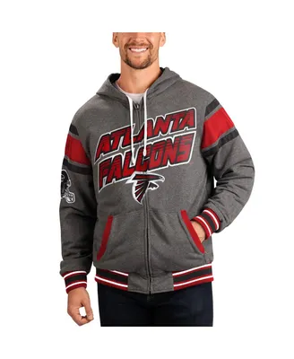 Men's G-iii Sports by Carl Banks Gray, Red Atlanta Falcons Extreme Full Back Reversible Hoodie Full-Zip Jacket