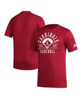 Men's adidas Red Distressed Louisville Cardinals Exit Velocity Baseball Pregame Aeroready T-shirt