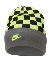 Youth Boys and Girls Nike Charcoal Reversible Smiley Tall Peak Cuffed Knit Hat