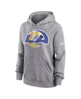 Women's Nike Heather Gray Los Angeles Rams Team Logo Club Fleece Pullover Hoodie