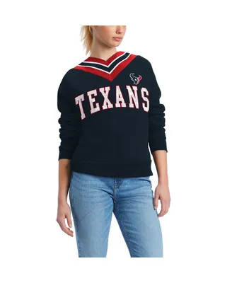 Women's Tommy Hilfiger Navy Houston Texans Heidi V-Neck Pullover Sweatshirt