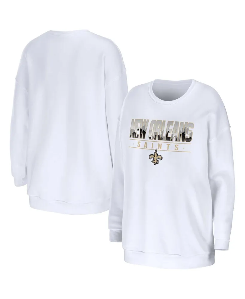 Women's Wear by Erin Andrews White New Orleans Saints Domestic Pullover Sweatshirt