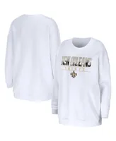 Women's Wear by Erin Andrews White New Orleans Saints Domestic Pullover Sweatshirt