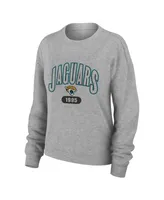 Women's Wear by Erin Andrews Heather Gray Jacksonville Jaguars Knit Long Sleeve Tri-Blend T-shirt and Pants Sleep Set