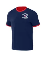 Men's Darius Rucker Collection by Fanatics Navy, Red Distressed Cleveland Guardians Two-Way Ringer Reversible T-shirt