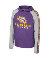 Big Boys Colosseum Purple Lsu Tigers Ned Raglan Long Sleeve Hooded T-shirt