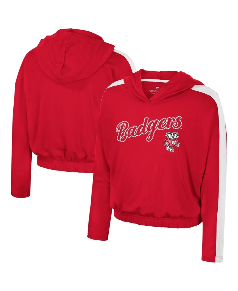 Big Girls Colosseum Red Wisconsin Badgers Illumination Long Sleeve Hoodie T-shirt