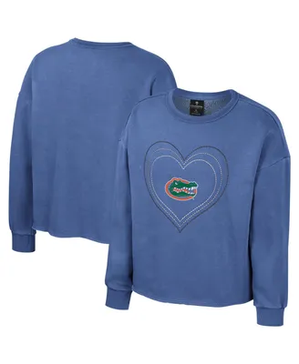 Big Girls Colosseum Royal Florida Gators Audrey Washed Fleece Pullover Crewneck Sweatshirt