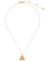 Kate Spade New York Gold-Tone Cubic Zirconia Frog Mini Pendant Necklace, 16" + 3" extender