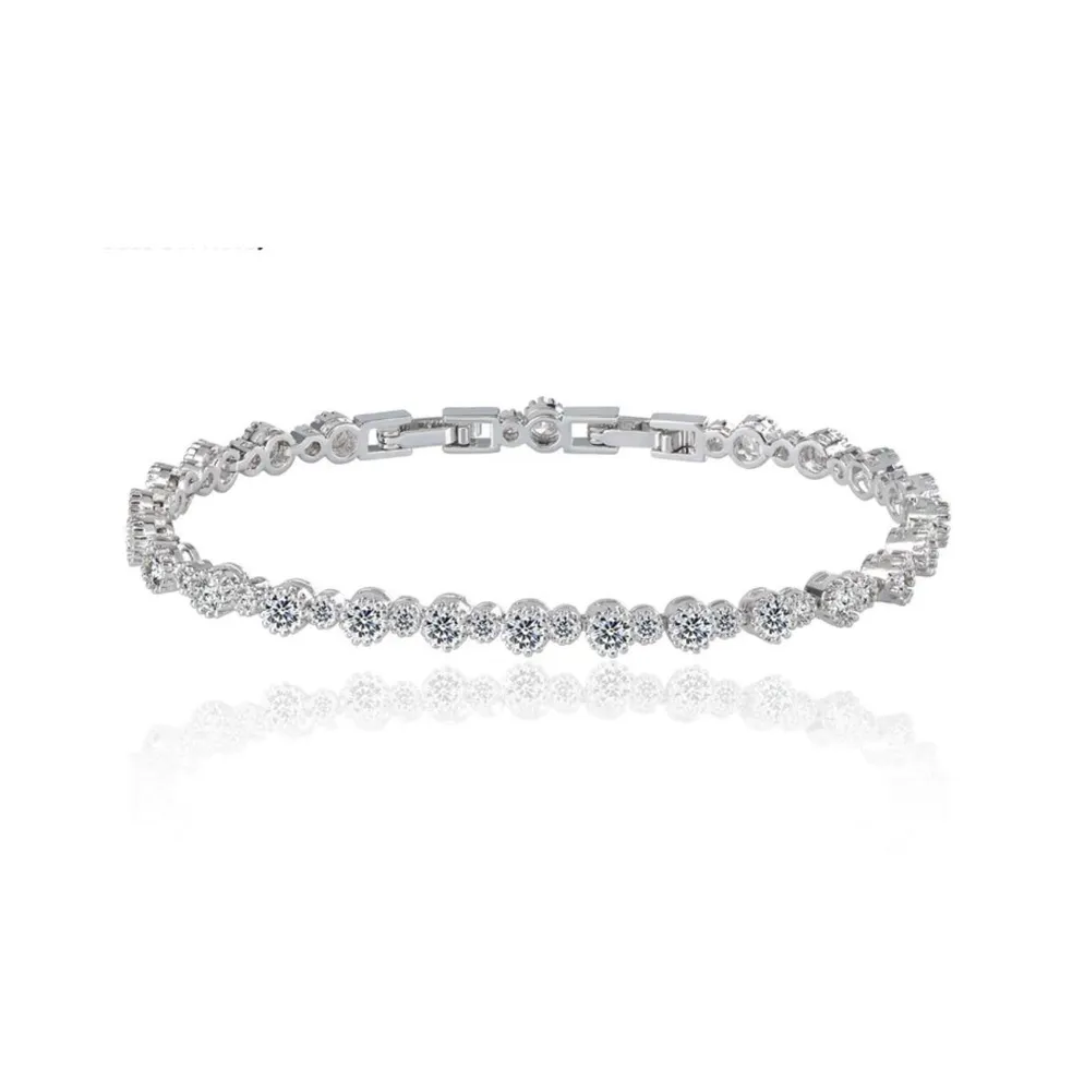 Round Cut Cubic Zirconia Tennis Bracelet with Round Cut Cubic Zirconia