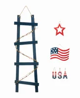 Glitzhome 36" H Patriotic, Americana Ladder-Shaped "Usa" Porch Decor