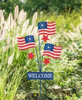 Glitzhome 42" H Patriotic, Americana Metal Flags Yard Stake