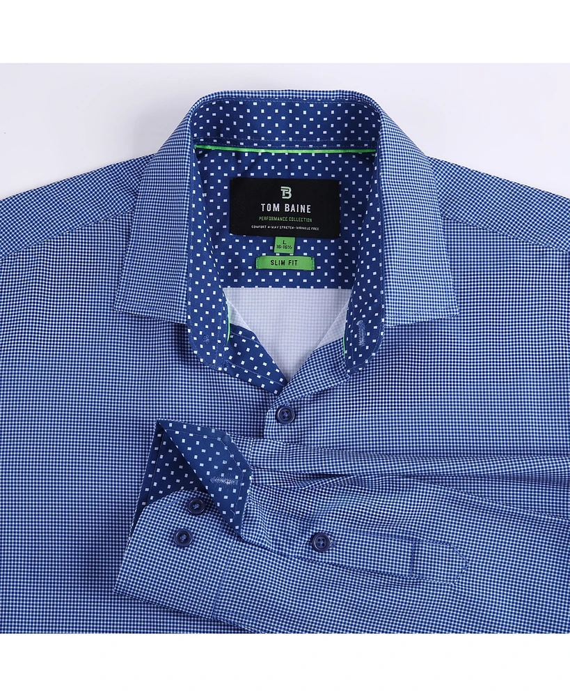 Tom Baine Men's Geometric Performance Stretch Button Down Dress Shirt