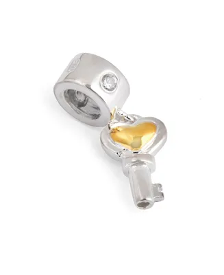 Fenton Glass Jewelry: Key to My Heart Spacer Glass Charm - Multi