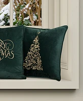 J Queen New York Scroll Christmas Tree Square Decorative Pillow, 18" x 18"