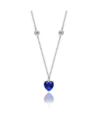 Gigi Girl Teens Sterling Silver White Gold Plated and Colored Cubic Zirconia Heart Necklace