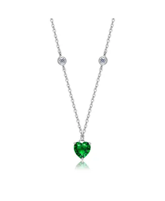 Gigi Girl Teens Sterling Silver White Gold Plated and Colored Cubic Zirconia Heart Necklace