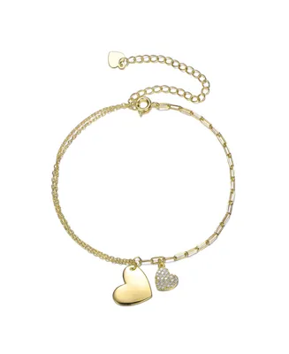 GiGiGirl 14K Gold Plated Cubic Zirconia Adjustable Heart Charm Bracelet
