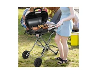 15000 Btu Portable Propane Bbq Grill with Wheels and Side Shelf-Black