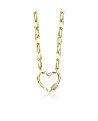 Gigi Girl Kids/Young Teens 14K Gold Plated Cubic Zirconia Heart Charm Necklace