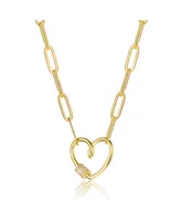 Gigi Girl Kids/Young Teens 14K Gold Plated Cubic Zirconia Abstract Heart Charm Necklace