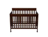 Coffee Pine Wood Baby Toddler Bed Convertible Crib