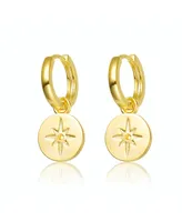 GiGiGirl Kids/Young Teens 14K Gold Plated With Star paved on Round Bar Drop Earrings