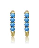 GiGiGirl Teens Sterling Silver 14k Gold Plated with Nano Turquoise Beads Oblong U-Shaped Latch Back Hoop Earrings