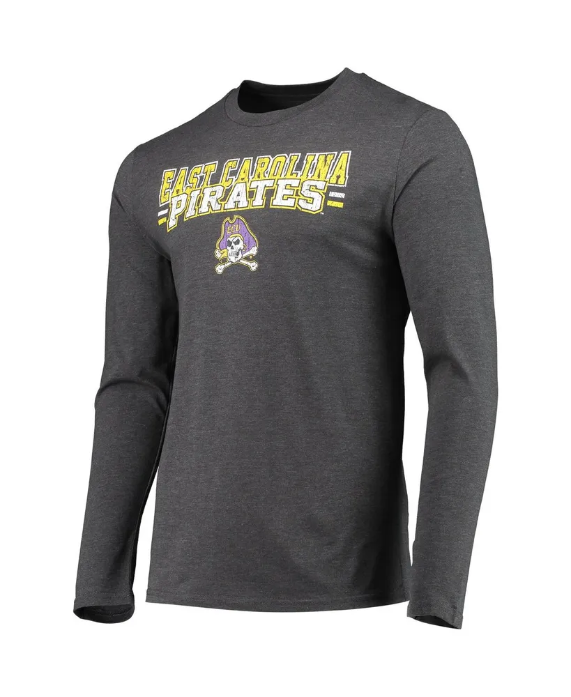 Men's Concepts Sport Purple, Heathered Charcoal Distressed Ecu Pirates Meter Long Sleeve T-shirt and Pants Sleep Set
