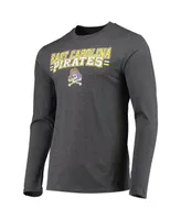 Men's Concepts Sport Purple, Heathered Charcoal Distressed Ecu Pirates Meter Long Sleeve T-shirt and Pants Sleep Set