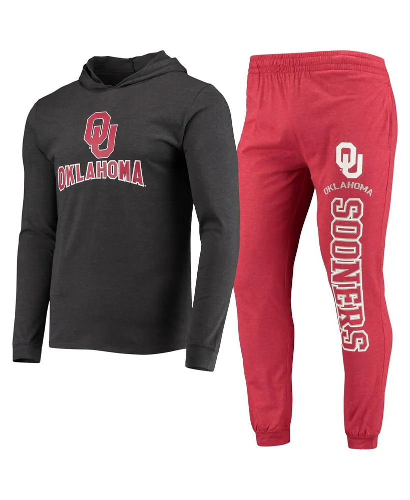 Men's Concepts Sport Crimson, Heather Charcoal Oklahoma Sooners Meter Long Sleeve Hoodie T-shirt and Jogger Pajama Set