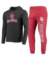 Men's Concepts Sport Crimson, Heather Charcoal Oklahoma Sooners Meter Long Sleeve Hoodie T-shirt and Jogger Pajama Set